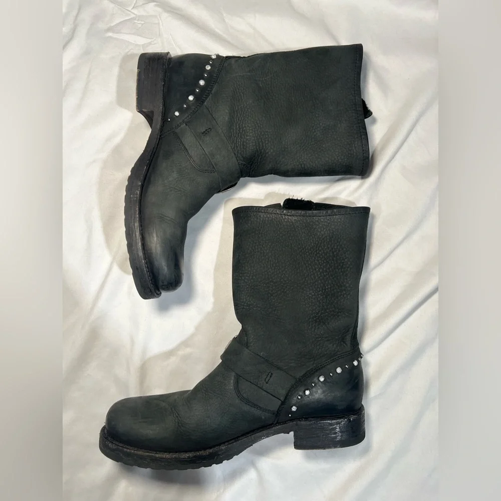 Frye Veronica Studded Stone Motorcycle Boots | 6 - Picture 13 of 14
